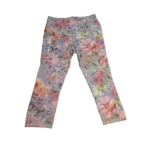 RBX Women’s Pink Floral Soft Comfortable Workout Pants (L)